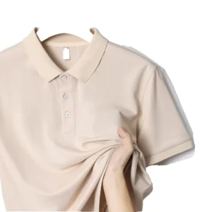 Summer Men’s for Polo Shirt New Short Sleeve Fashion T Shirt with Solid Color Lapel 100% Cotton Breathable Knitted Fabric