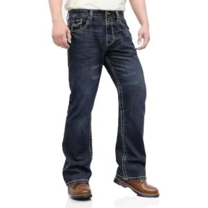 Summer Mid Weight EX Soft Relaxed Boot Cut Vintage Washed Flame Resistant NFPA2112 CAT2 FR Jeans FR KNIT FRCJ Blue Electrician