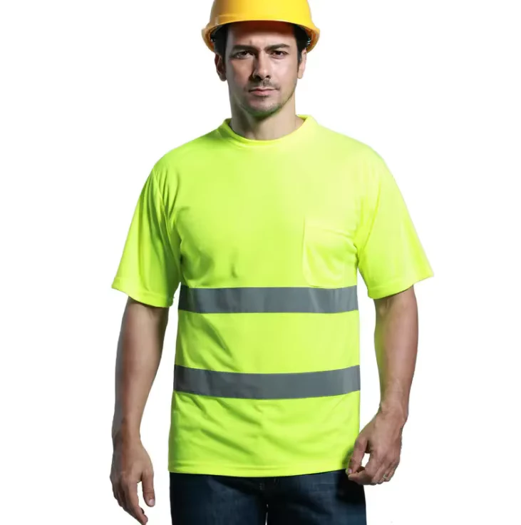 Summer Outdoor Work Polo Shirt with 2 Reflective Strips Comfortable Breathable