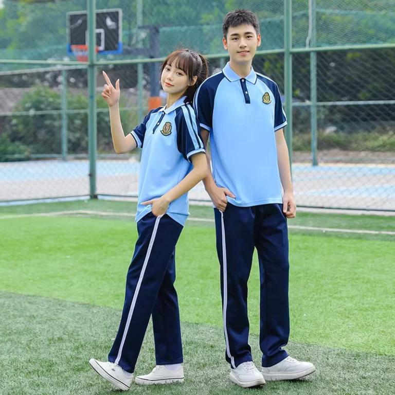 Summer-Short-Sleeve-Blue-and-White-School-Uniform-Suit-for-Junior-High-and-Elementary-School-Students