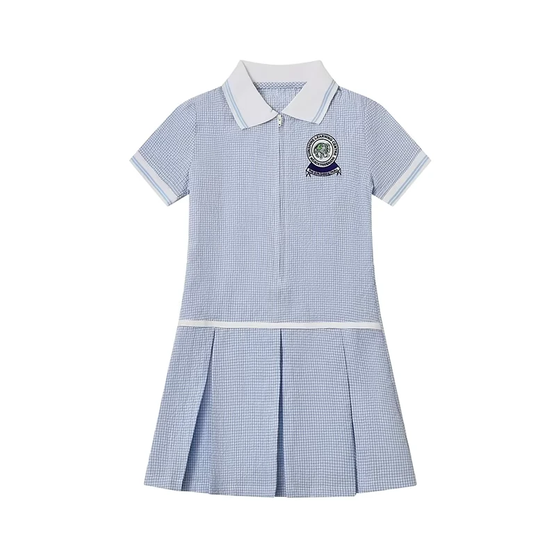 Summer Short Sleeve Polo Dress School Uniform for Girls