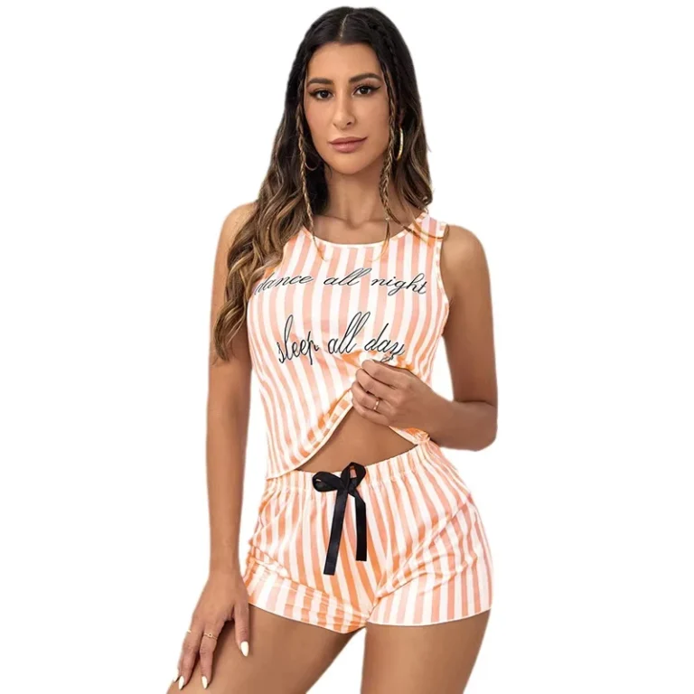 Summer-Striped-Letter-T-Shirts-Shorts-Sleeveless-Pajamas-for-Women-Cute-Girl-Sleepwear-Fashion-Homewear