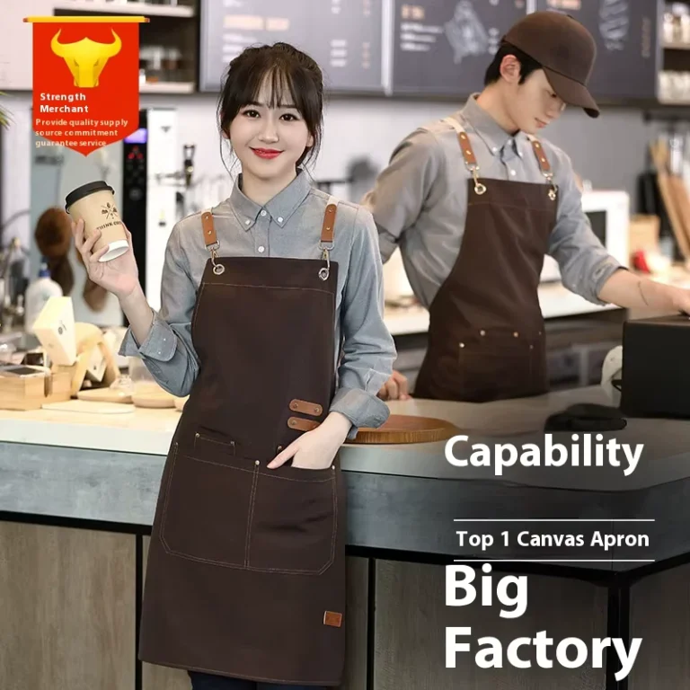 Summer-Thin-Canvas-Womens-Bib-Apron-Waterproof-Oilproof-Dirt-Resistant-Catering-Cleaning-Workwear