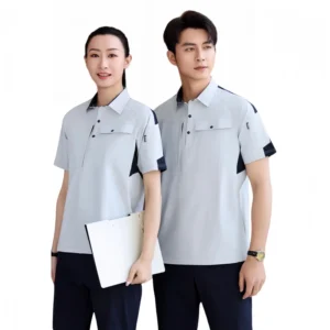 Summer Unisex Short Sleeve Work Shirts Breathable Corporate Staff Uniforms for Office Workshop Custom Logo Printing
