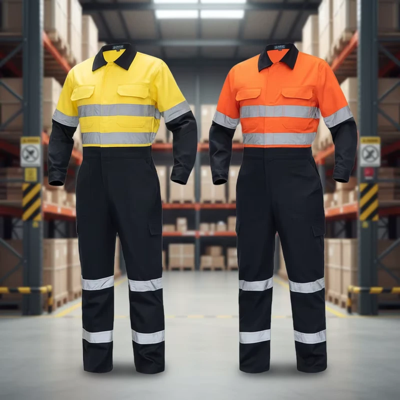Summer Wear Resistant Breathable Work Uniforms Overalls with Hi Vis Reflective Taps Safety Workwear Coverall for Construction