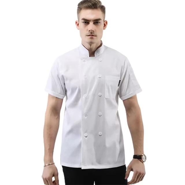 Sunyue Hotel Uniform Chef Jacket Half Sleeve Restaurant for Hotel and Restaurant High Quality Cotton Kitchen Cooking White Short