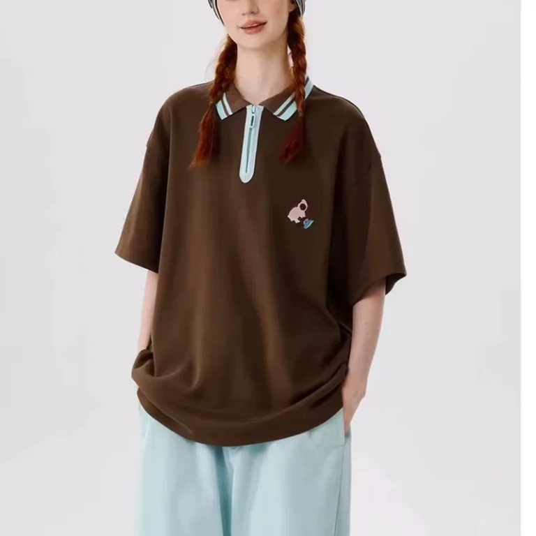 Supplier-Original-Summer-Polo-Cotton-Yarn-Loose-Fit-Classic-Football-t-Shirt-for-Women