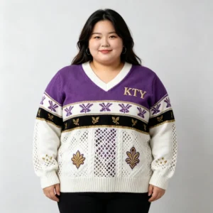 Sweater for Women Premium Quality OEM ODM Custom Embroidery Logo V Collar Women’s Long sleeved Sweater