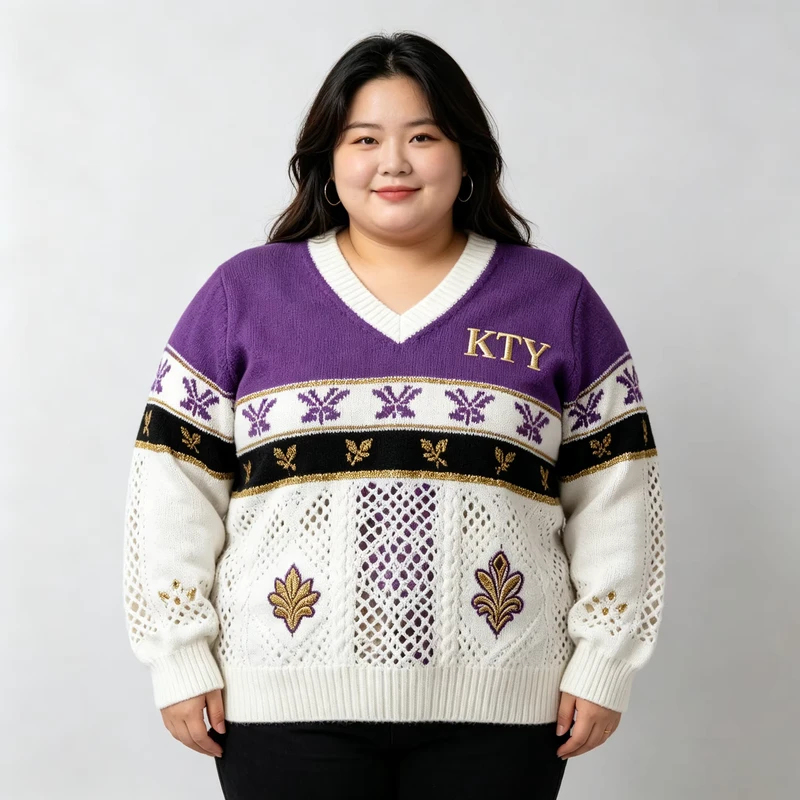 Sweater for Women Premium Quality OEM ODM Custom Embroidery Logo V Collar Women's Long sleeved Sweater