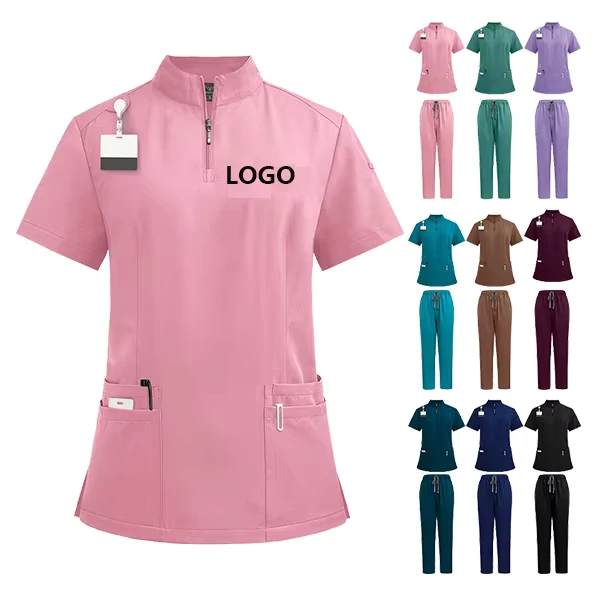 Sweatshirt-Uniform-Stretch-Fabric-Pet-Clinic-Dental-Uniform-Straight-Leg-Pants-White-Frosted-Hospital-Nurse-Unisex-Frosted-Suit