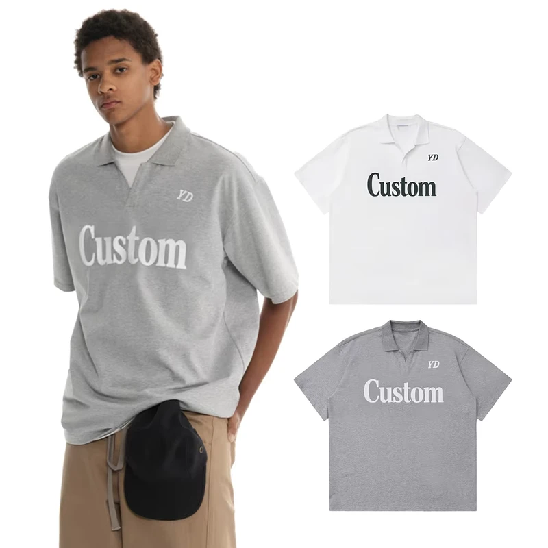 T Shirt for Manufacturer Logo Embroidered Blank Unisex Polo Printing Custom T Shirt Cotton V Neck T Shirts Men