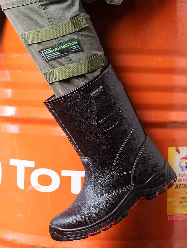 TAD201-4 Black Oilfield Boots Oil-Waterproof Pull-On Steel Toe Work Boots for Mining and Welding