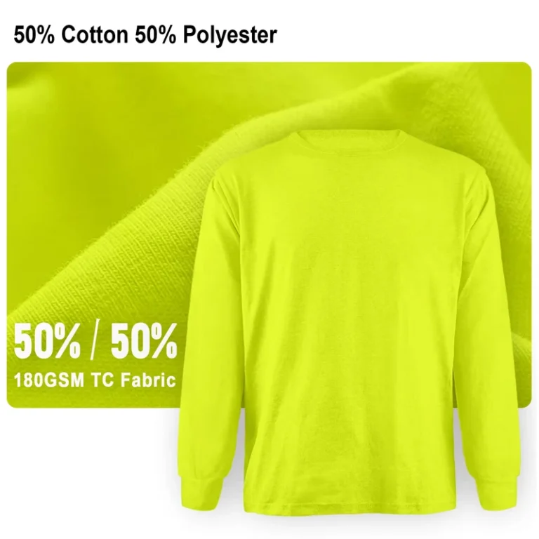 TC-Polyester-Cotton-High-Visibility-Long-Sleeve-Safety-T-Shirt-Round-Neck