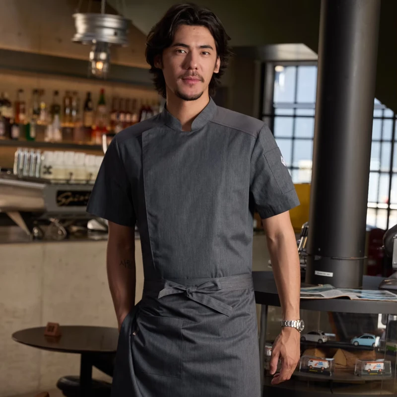 TCS2038 Short-Sleeve Chef Coat Summer Hotel Restaurant Bar Kitchen Staff Workwear