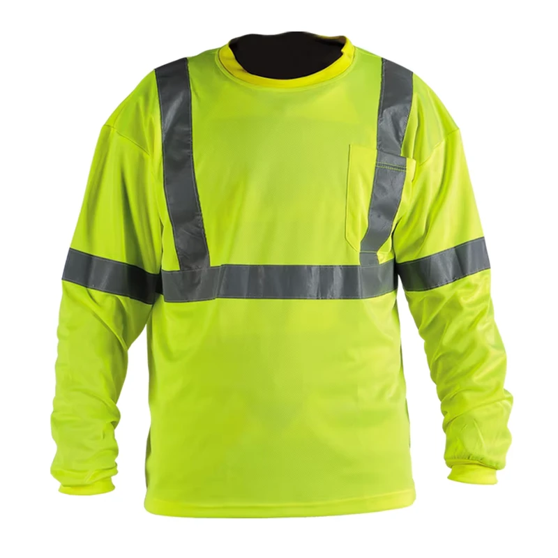 TEAMSMART OEM Customized Logo Security Shirt ANSI Class 2 EN ISO 20471 Class 2 Hi Vis Polyester Reflective Full Short Sleeves