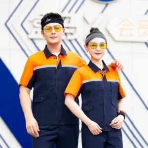 TN6291 High Quality Breathable Short Sleeve Work Uniform Set Industrial Work Clothes Two Piece Set for Factory Worker
