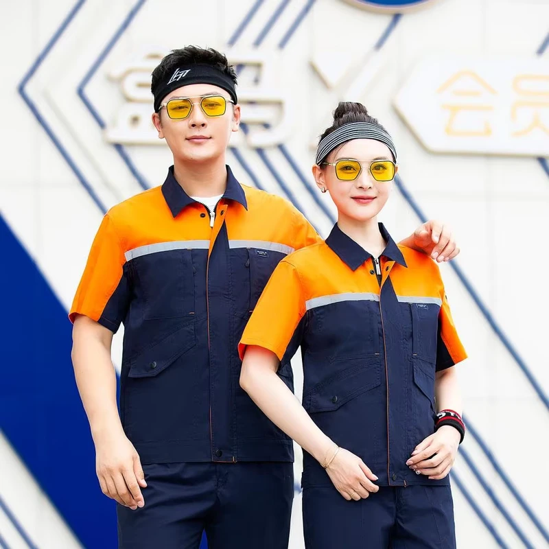 TN6291 High Quality Breathable Short Sleeve Work Uniform Set Industrial Work Clothes Two Piece Set for Factory Worker