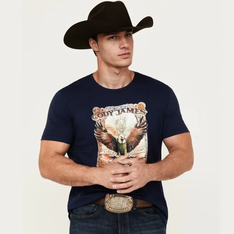 TS007-Equestrian-Clothing-Horse-Riding-Tops-Mens-Western-Short-Sleeve-Loose-and-Casual-Navy-Graphic-T-Shirt