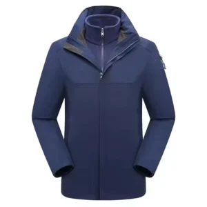 Tactical 3 in 1 All Weather Unisex Waterproof Breathable Jacket with Zipper Closure Double Layer Warm Fleece Customizable Hiking