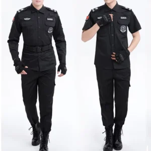 Tactical Design Security Guard Uniforms Black Set Supplier Summer Outdoor for Men Uniform Manufacturer Black Solid