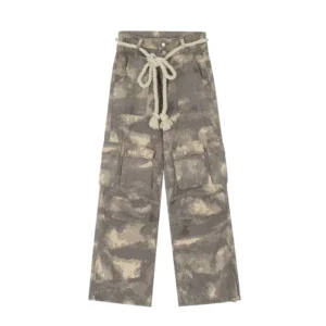 Tactical Pants American Trendy Brand Multi Pocket Camouflage Cotton Fabric Men Cargo Pants Casual Pants Straight Knitted Regular