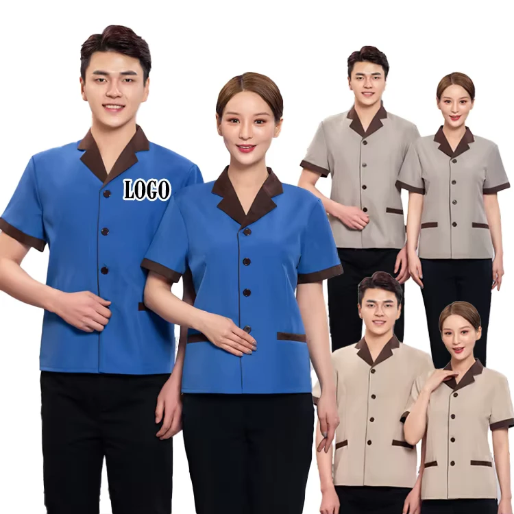 Tailored Hotel Cleaning Staff and Restaurant Waitress Short-Sleeve Uniform