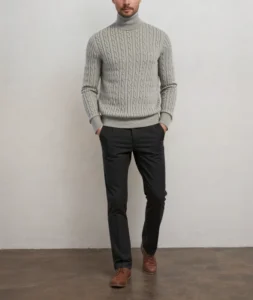 Tastefully High end Brand Sweater Men’s Turtleneck Sweater Winter Base Top Men’s Trendy Casual Warm Pullover Sweater