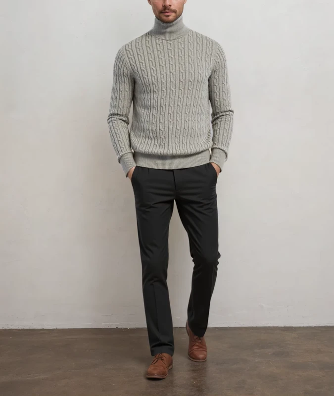 Tastefully High end Brand Sweater Men's Turtleneck Sweater Winter Base Top Men's Trendy Casual Warm Pullover Sweater