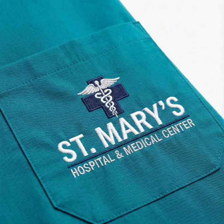 Teal-Custom-Embroidery-Poplin-Unisex-Medical-Scrubs-Logo-Personalized-Nurse-Uniform-OEM-Hospital-Workwear-Branding