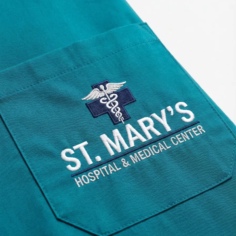 Teal Custom Embroidery Poplin Unisex Medical Scrubs Logo Personalized Nurse Uniform OEM Hospital Workwear Branding