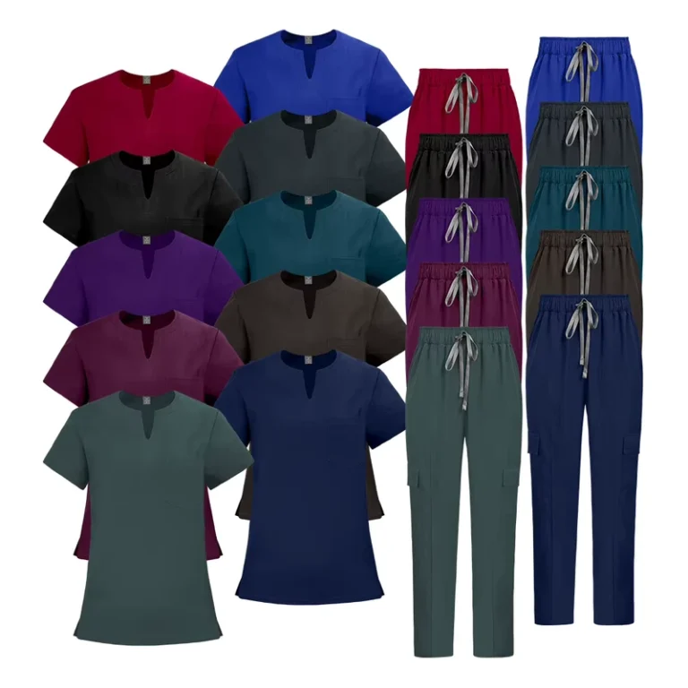Teal-Custom-Stretchy-Tarmac-Green-Medical-Uniform-Hospital-Nursing-Scrubs-Uniform-Set-Jogger-Suit