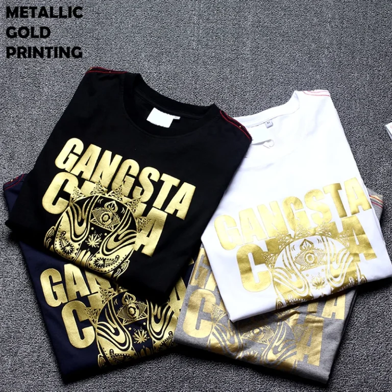 Tee-Shirt-Graphic-Logo-T-shirts-100-Cotton-Streetwear-Tshirt-Custom-Gold-Foil-Screen-Printing-Men-T-Shirt