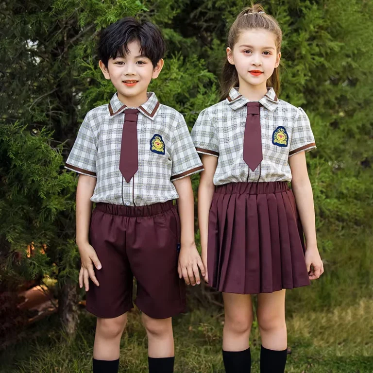 The-Most-Popular-Plaid-Shirt-Red-Half-Skirt-Primary-School-Summer-Uniform-Fashion-Pure-Cotton-Can-Be-Customized