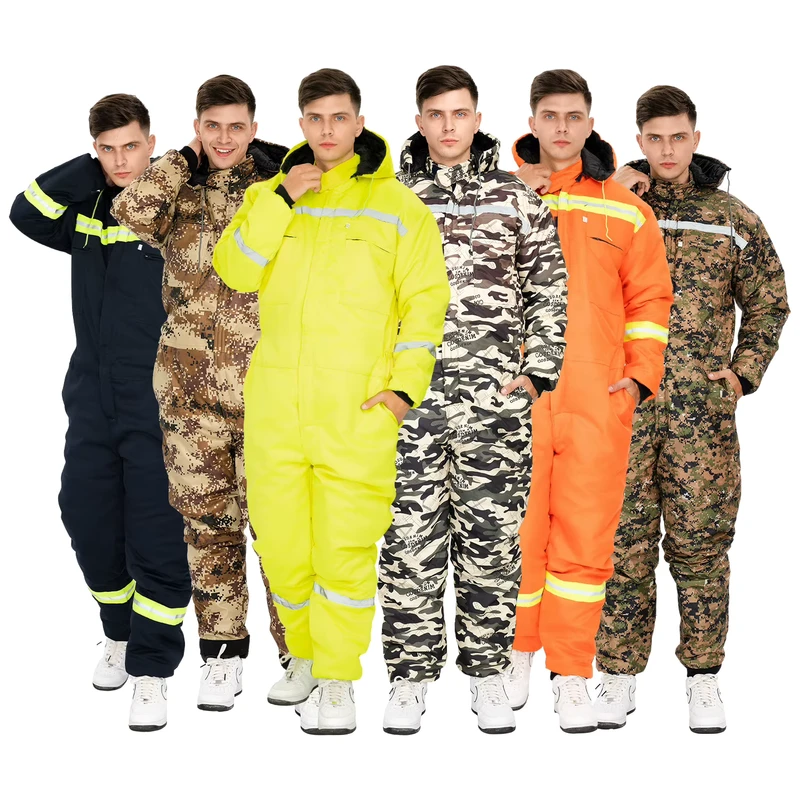 Thick Cotton CE Certified Winter Thermal Coverall Cold Resistant Workwear Thermal Transfer Printing Cold Storage Fishing Labor