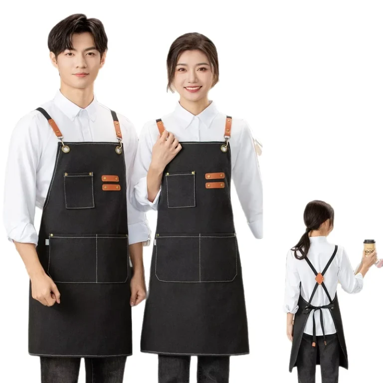 Thickened-Denim-Canvas-Kitchen-Apron-Washable-AndReusableSleevelessWith-CoffeeShop-Pattern-Printing-AndLOGOunisex-and-Waterproof