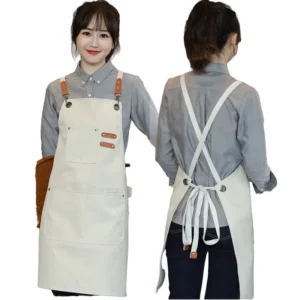 Thickened Waterproof Canvas Unisex Bartender Apron with Custom Logo for Coffee Bars