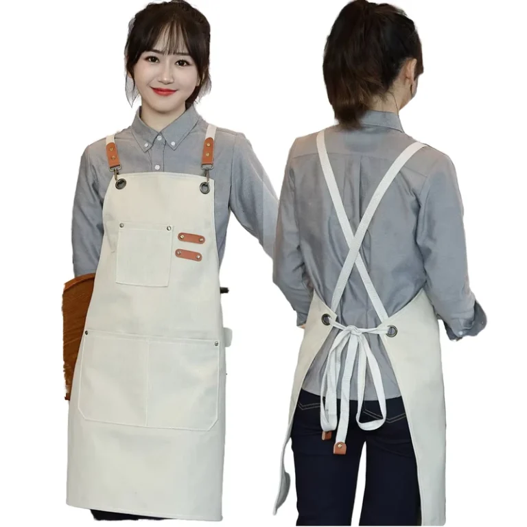 Thickened-Waterproof-Canvas-Unisex-Bartender-Apron-with-Custom-Logo-for-Coffee-Bars