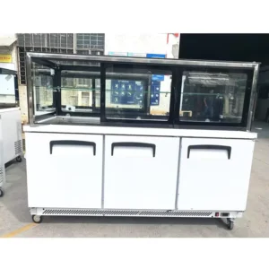 Three-Door Glass Cover Salad Bar Counter Display Chiller Direct Cooling Freezer Refrigerator