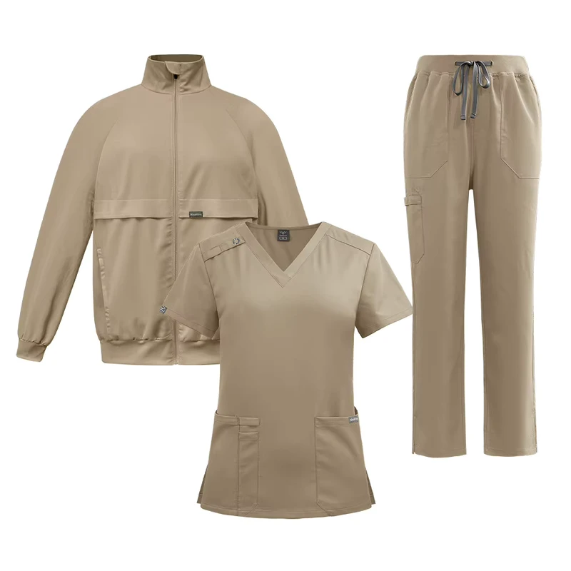 Three-Piece Straight-Leg Stretch Pants Suit Solid Color Autumn Beauty Salon Confinement Uniform