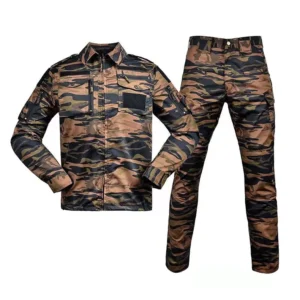 Tiger Stripe Polyester-Cotton Black and Green Desert Pattern 728 Camouflage Tactical Combat Uniform Set