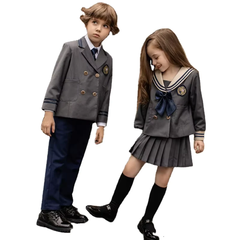 Top Grade High School Uniform for Girls and Boys Gray School Uniforms