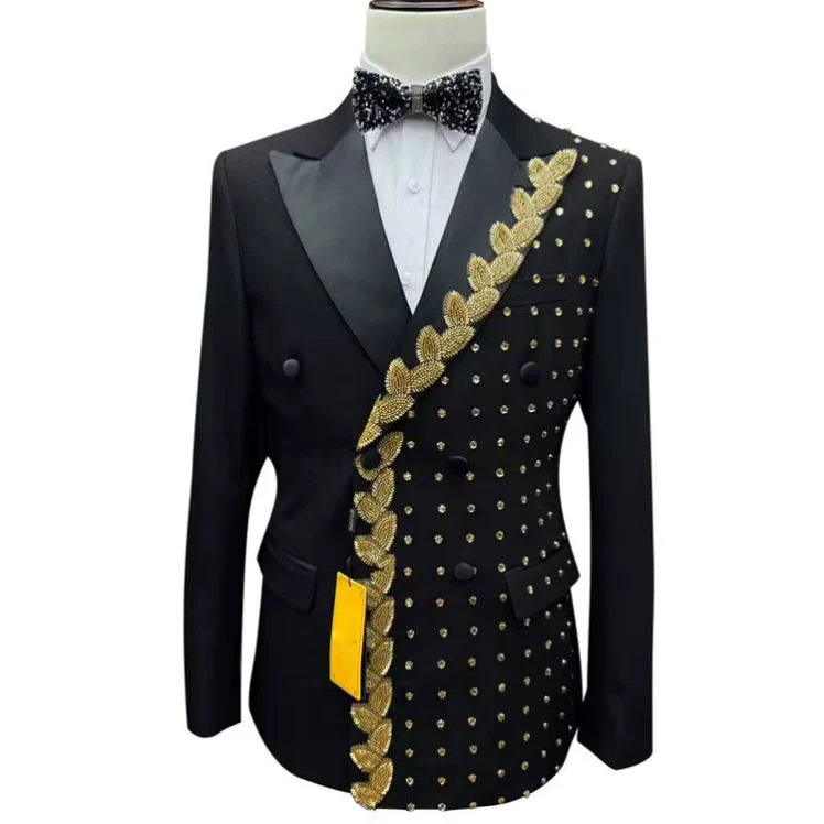 Top-Quality-Black-Jacquard-Business-Formal-Wedding-Party-Wedding-Slim-Fit-Tailored-Suits