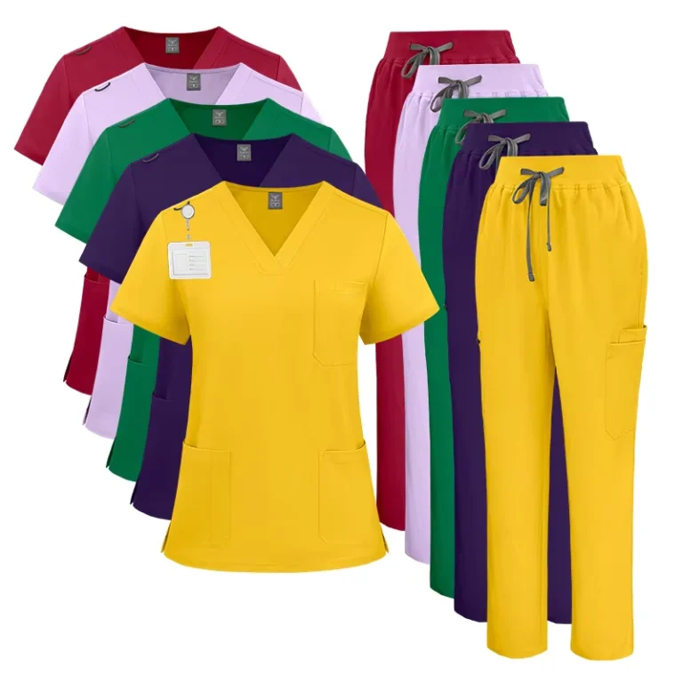 Top1-Yellow-Uniformes-Clinicos-Nurses-Set-Clinic-Wear-Private-Label-OEM-ODM-Medical-Straight-Pants-Nurse-Uniform-Set