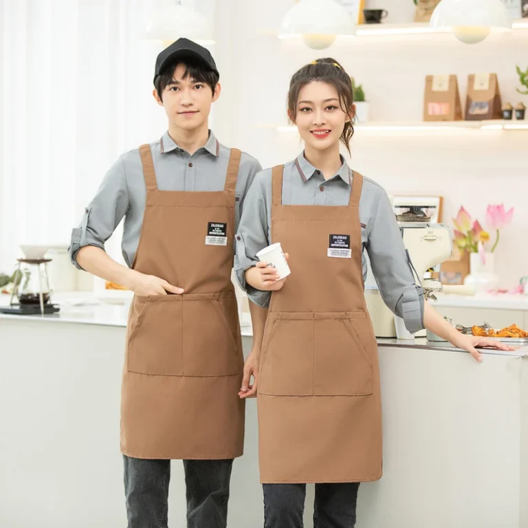 Touchhealthy-Blank-Logo-Adjustable-Reusable-Cotton-Women-Waterproof-Apron-Baking-Chef-Cooking-Kitchen-Apron-With-Two-Pockets