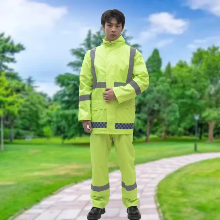 Traffic-Duty-Reflective-Waterproof-Oxford-Cloth-Motorcycle-Raincoat-Rain-Pants-Set-Mens-Womens-Tour-Full-body-Fluorescent