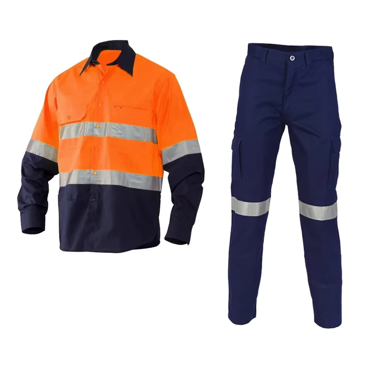 Traffic Reflective Cargo Pants Hi Vis Cotton Working Mechanic Shirt Durable Mens Work Pants With Side Pockets