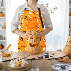 Trendy Halloween Cartoon Print Waterproof Kitchen Bakery Restaurant bar Uniforms Including Overalls and Aprons
