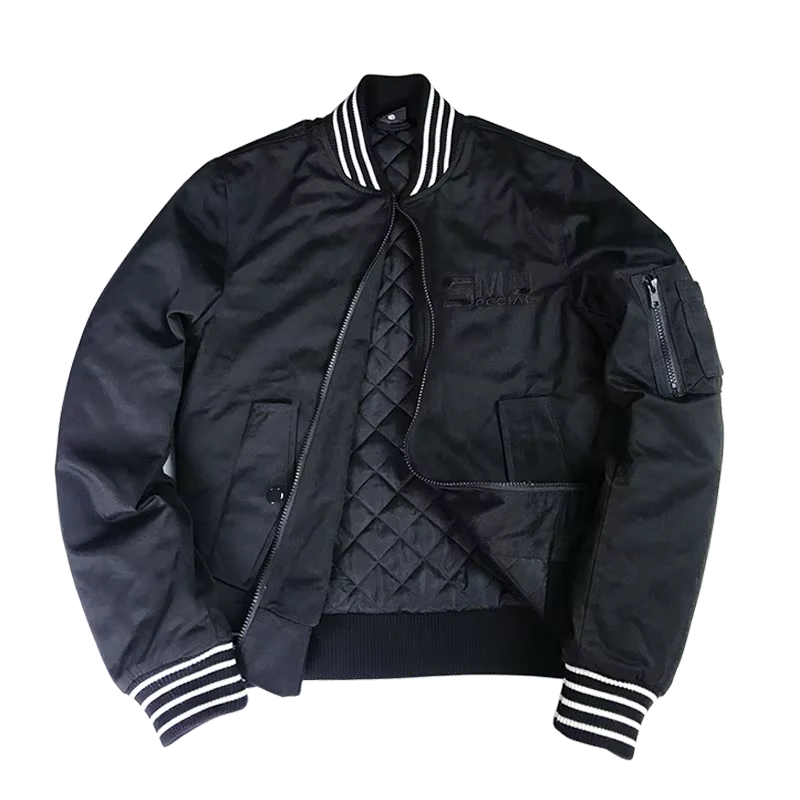 Twill Cotton-Padded Zip up Varsity Bomber Jacket