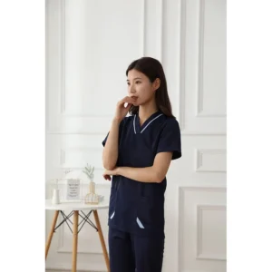 Twill Summer Navy Women 95%Polyester 5%Conductive Fiber Anti static Hospital Uniforms Scrubs Hospital Scrubs Uniform