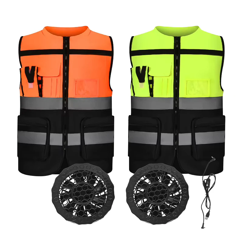 Two-Color Evaporative Cooling Gel Reflective Safety Vest Battery Powered
